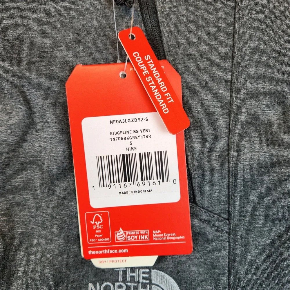 NWT The North Face Ridgeline Vest Men S Grey Softshell Windproof Hiking‎ Jacket